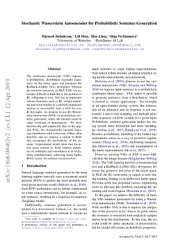 Stochastic Wasserstein Autoencoder for Probabilistic Sentence Generation