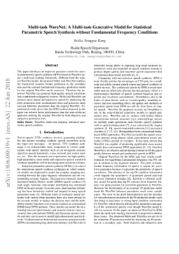 Multi-task WaveNet: A Multi-task Generative Model for Statistical
  Parametric Speech Synthesis without Fundamental Frequency Conditions