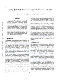 Learning Qualitatively Diverse and Interpretable Rules for
  Classification