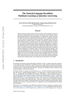 The Natural Language Decathlon: Multitask Learning as Question Answering