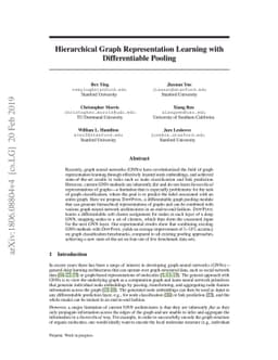 Hierarchical Graph Representation Learning with Differentiable Pooling