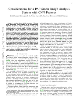 Considerations for a PAP Smear Image Analysis System with CNN Features