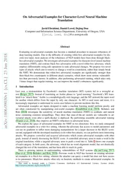 On Adversarial Examples for Character-Level Neural Machine Translation
