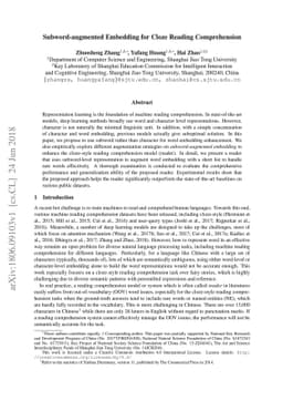 Subword-augmented Embedding for Cloze Reading Comprehension