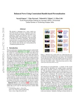 Balanced News Using Constrained Bandit-based Personalization