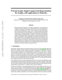 N-Gram Graph: Simple Unsupervised Representation for Graphs, with
  Applications to Molecules