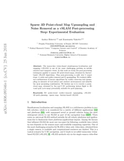 Sparse 3D Point-cloud Map Upsampling and Noise Removal as a vSLAM
  Post-processing Step: Experimental Evaluation