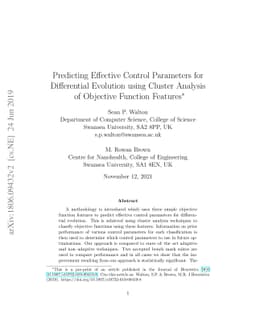 Predicting Effective Control Parameters for Differential Evolution using
  Cluster Analysis of Objective Function Features