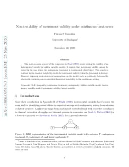 Non-testability of instrument validity under continuous endogenous
  variables