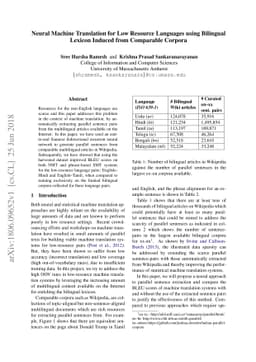 Neural Machine Translation for Low Resource Languages using Bilingual
  Lexicon Induced from Comparable Corpora