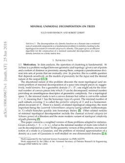 Minimal Unimodal Decompositions on Trees