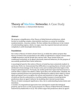 Theory of Machine Networks: A Case Study