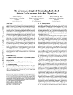 On an Immuno-inspired Distributed, Embodied Action-Evolution cum
  Selection Algorithm