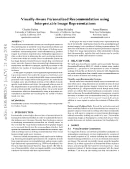 Visually-Aware Personalized Recommendation using Interpretable Image
  Representations