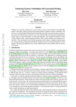 Enhancing Sentence Embedding with Generalized Pooling