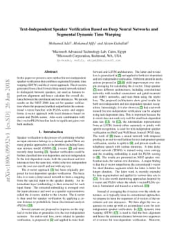 Text-Independent Speaker Verification Based on Deep Neural Networks and
  Segmental Dynamic Time Warping