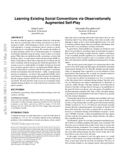 Learning Existing Social Conventions via Observationally Augmented
  Self-Play