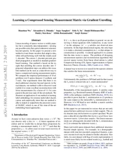 Learning a Compressed Sensing Measurement Matrix via Gradient Unrolling