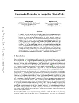 Unsupervised Learning by Competing Hidden Units