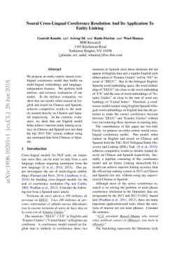 Neural Cross-Lingual Coreference Resolution and its Application to
  Entity Linking