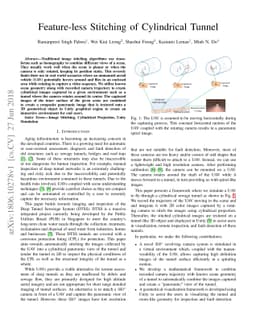 Feature-less Stitching of Cylindrical Tunnel