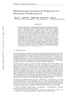 Differentiable Learning-to-Normalize via Switchable Normalization