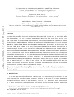 Deep learning in business analytics and operations research: Models,
  applications and managerial implications
