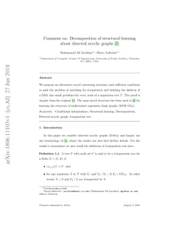 Comment on: Decomposition of structural learning about directed acyclic
  graphs [1]