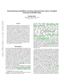 Polynomial-time probabilistic reasoning with partial observations via
  implicit learning in probability logics