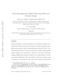 Action Recognition for Depth Video using Multi-view Dynamic Images