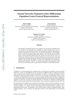 Neural Networks Trained to Solve Differential Equations Learn General
  Representations