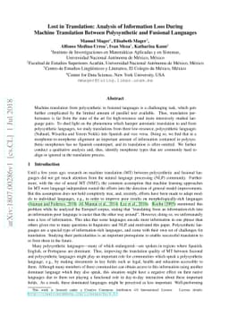 Lost in Translation: Analysis of Information Loss During Machine
  Translation Between Polysynthetic and Fusional Languages
