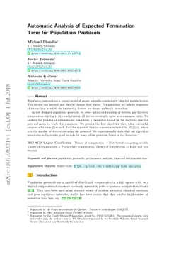 Automatic Analysis of Expected Termination Time for Population Protocols
