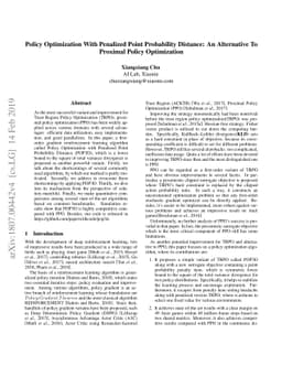 Policy Optimization With Penalized Point Probability Distance: An
  Alternative To Proximal Policy Optimization