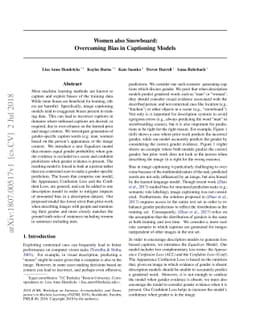 Women also Snowboard: Overcoming Bias in Captioning Models (Extended
  Abstract)