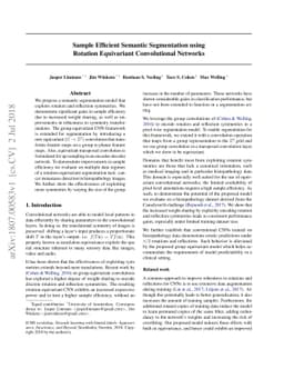 Sample Efficient Semantic Segmentation using Rotation Equivariant
  Convolutional Networks