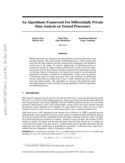An Algorithmic Framework For Differentially Private Data Analysis on
  Trusted Processors