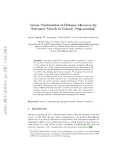 Linear Combination of Distance Measures for Surrogate Models in Genetic
  Programming