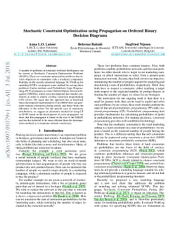 Stochastic Constraint Optimization using Propagation on Ordered Binary
  Decision Diagrams