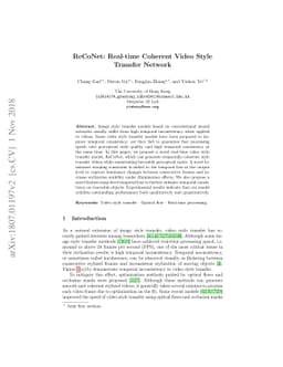 ReCoNet: Real-time Coherent Video Style Transfer Network