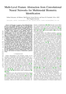 Multi-Level Feature Abstraction from Convolutional Neural Networks for
  Multimodal Biometric Identification