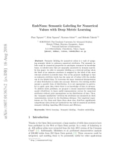 EmbNum: Semantic labeling for numerical values with deep metric learning