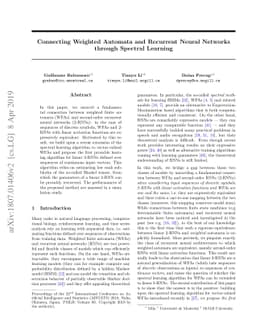 Connecting Weighted Automata and Recurrent Neural Networks through
  Spectral Learning