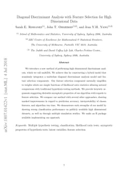 Diagonal Discriminant Analysis with Feature Selection for High
  Dimensional Data