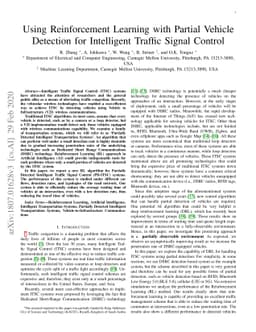 Using Reinforcement Learning with Partial Vehicle Detection for
  Intelligent Traffic Signal Control