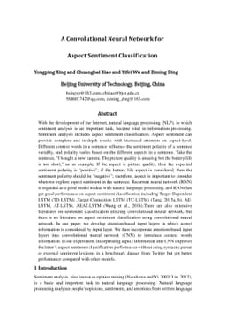 A Convolutional Neural Network for Aspect Sentiment Classification