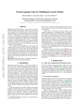 Neural Language Codes for Multilingual Acoustic Models