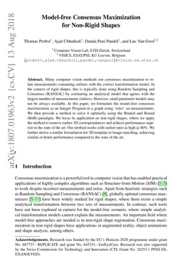 Model-free Consensus Maximization for Non-Rigid Shapes