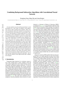 Combining Background Subtraction Algorithms with Convolutional Neural
  Network