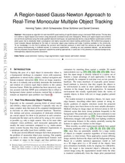 A Region-based Gauss-Newton Approach to Real-Time Monocular Multiple
  Object Tracking